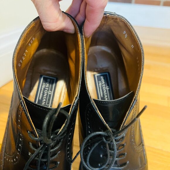 VTG Bostonian Oxford Ankle Boots Mens 9.5  Black Leather Lace Up Chukka Italy main image 4